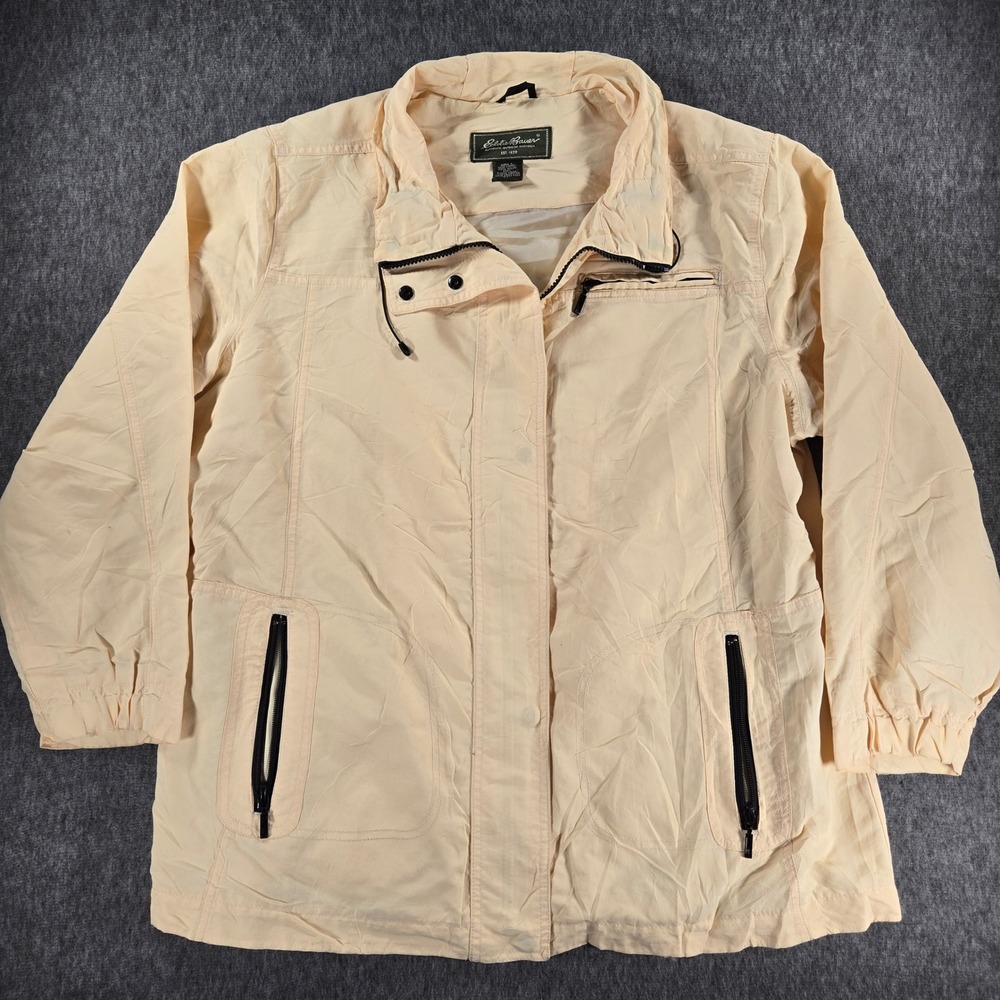 Vintage Eddie Bauer Windbreaker Jacket Womens XL Yellow‎ Full Zip Gorpcore